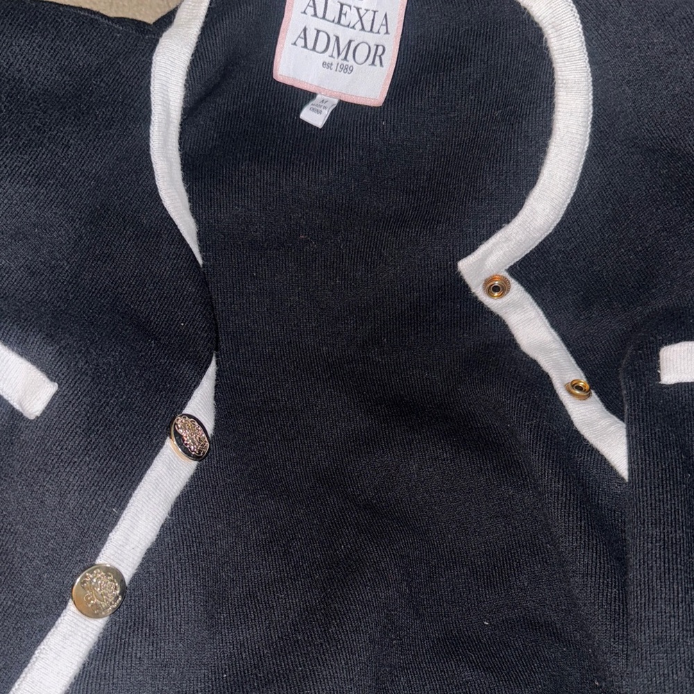 Alexia Admor Black and White Knit Cardigan